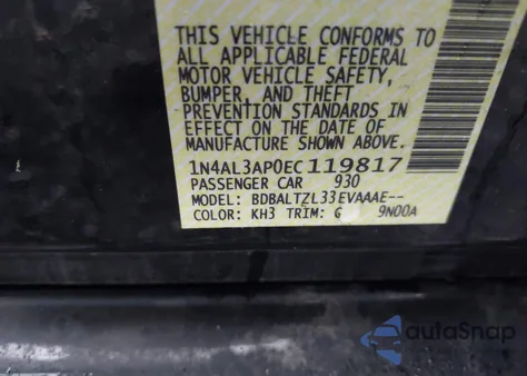 2014 Nissan Altima 2.5 Sv z USA, uszkodzony, nr VIN 1N4AL3AP0EC119817